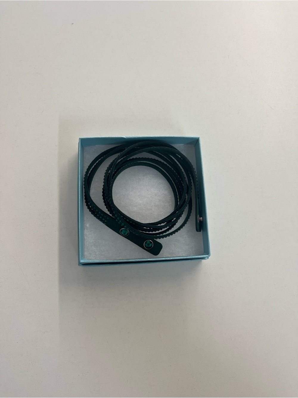 Touchstone Crystal Teal Wrapped Leather Bracelet with Turquoise Accents
